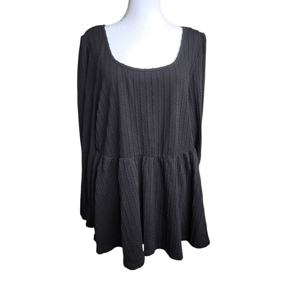 Agnes Orinda Women's Size 3X Black Baby Doll Blouse